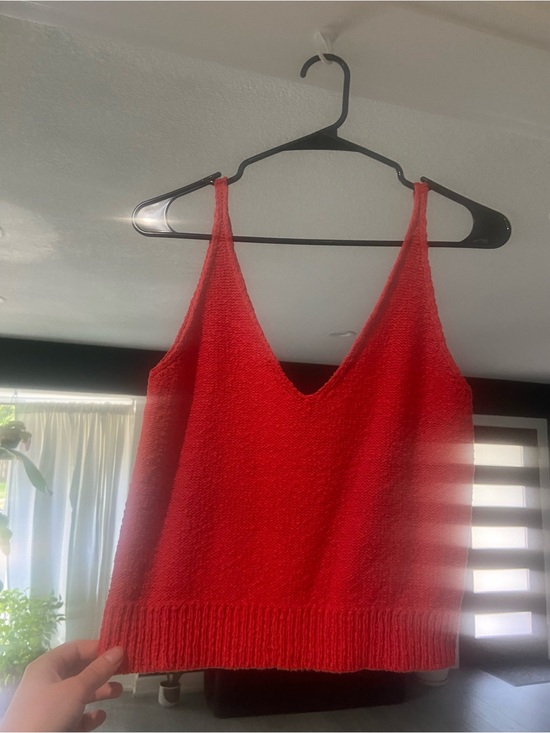 Zara Tops - Zara Bright Red V-Neck Knit Tank